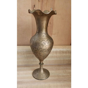 Etched Brass Scalloped Edge Vase